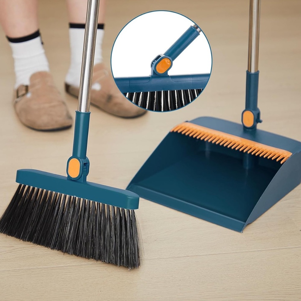 Broom and Dustpan Set 47 Inch Long Handle Brooms for Sweeping Indoor Household - Picture 3 of 6